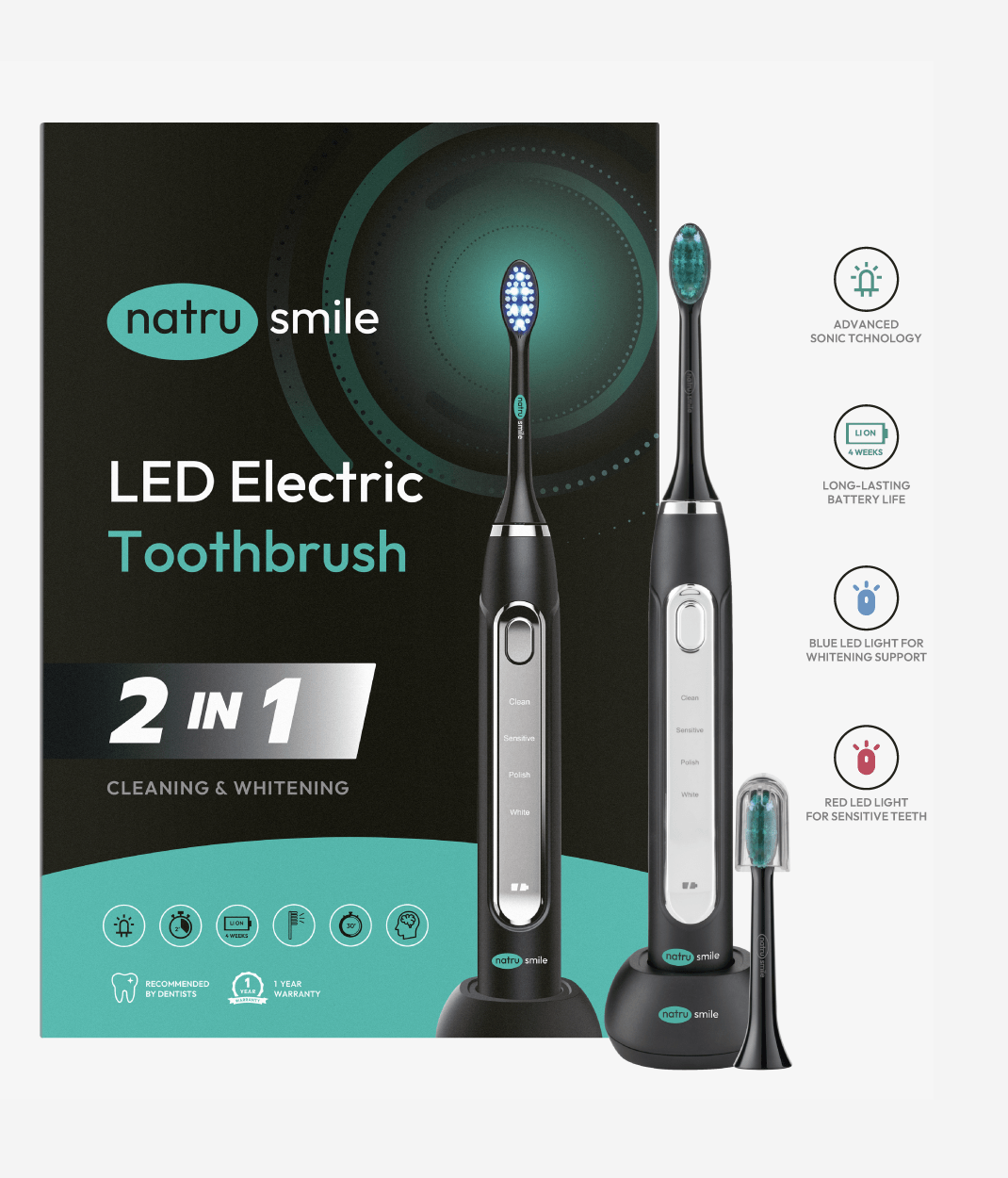 Whitening LED electric toothbrush (Dentist Approved) – NatruSmile